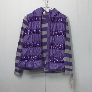 Heart-n-Crush Zip Up Sequined Vest and Shirt Sz XL